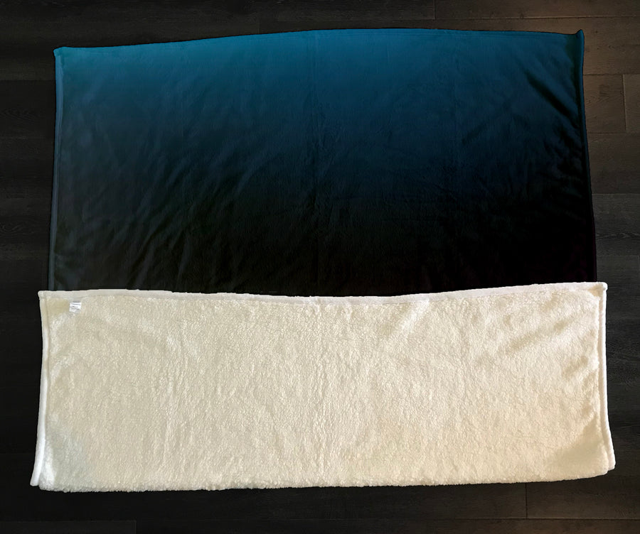 Blue Gradient Horizon Abstract Fade Fleece Sherpa Blanket