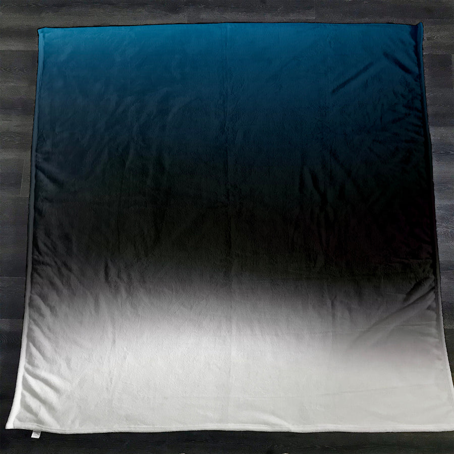 Blue Gradient Horizon Abstract Fade Fleece Sherpa Blanket