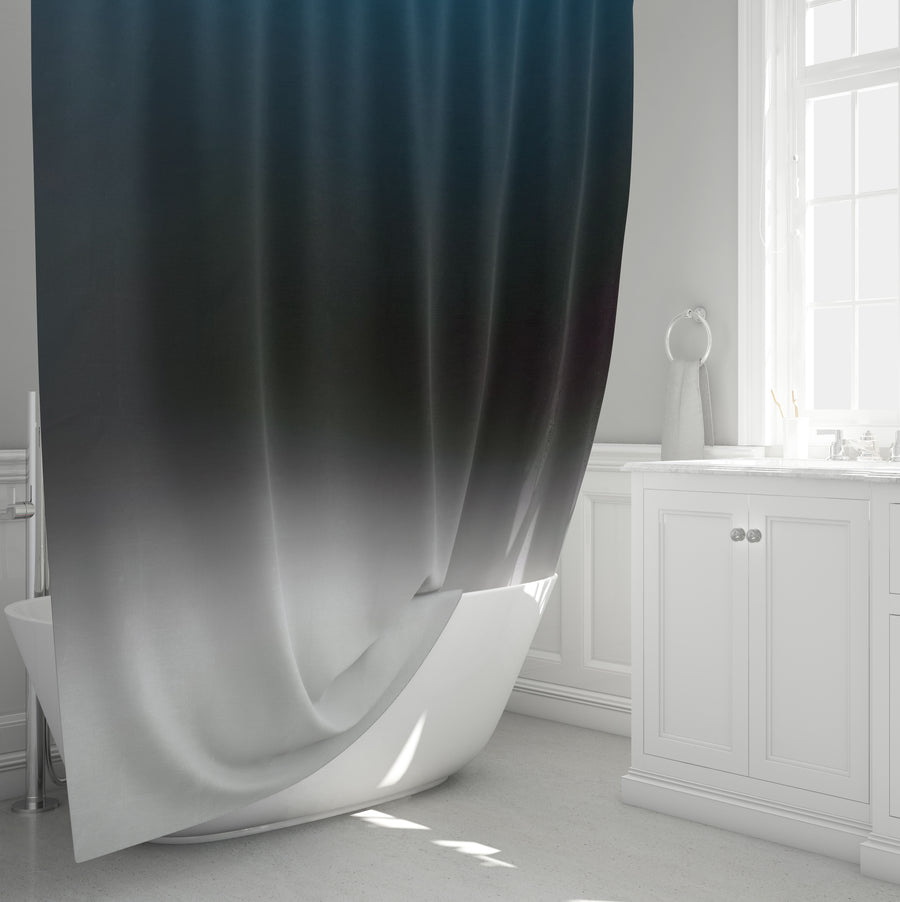 Blue Gradient Horizon Abstract Fade Shower Curtain