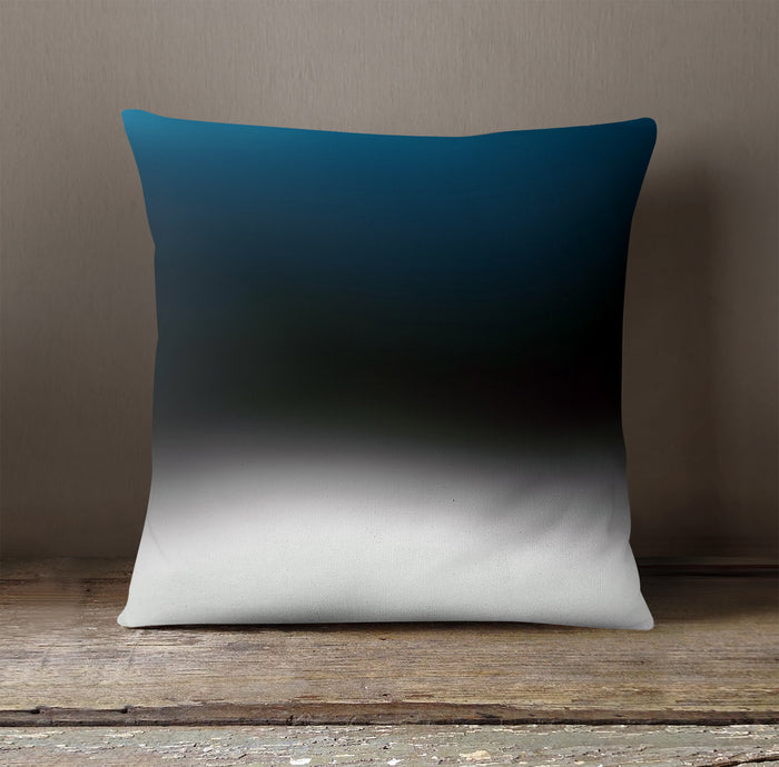 Blue Gradient Horizon Abstract Fade Throw Pillow Cover