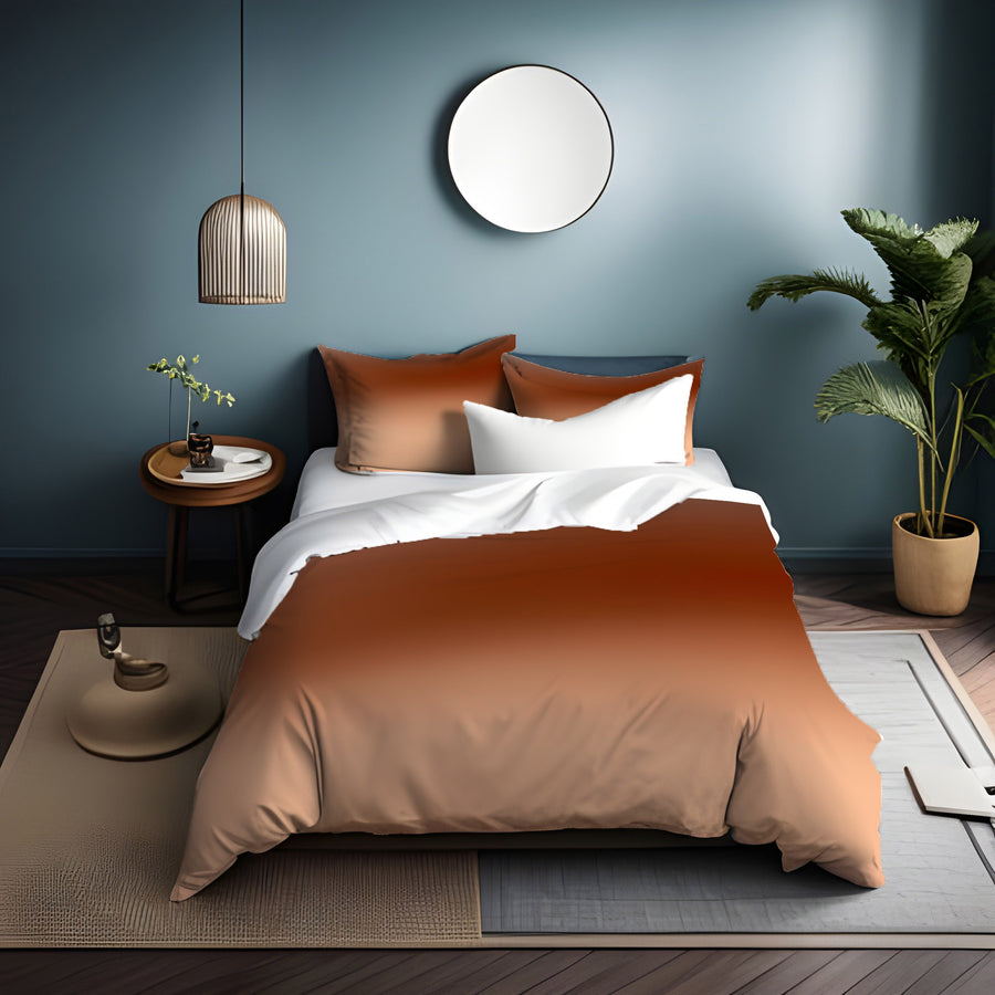 Warm Brown Sunset Gradient Minimalist Design Duvet Cover