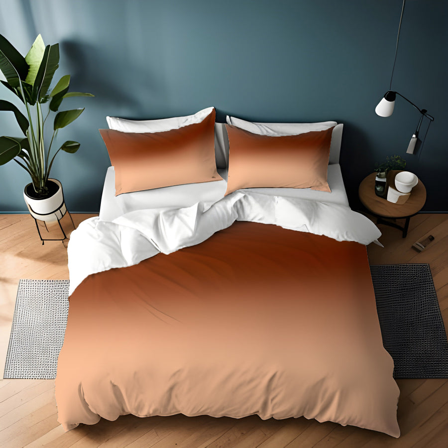 Warm Brown Sunset Gradient Minimalist Design Duvet Cover