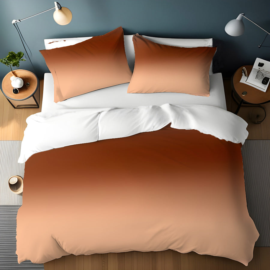 Warm Brown Sunset Gradient Minimalist Design Duvet Cover