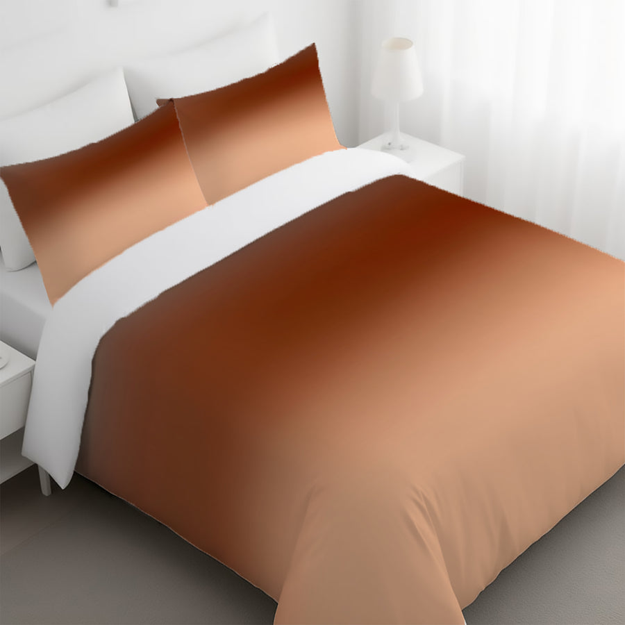 Warm Brown Sunset Gradient Minimalist Design Duvet Cover