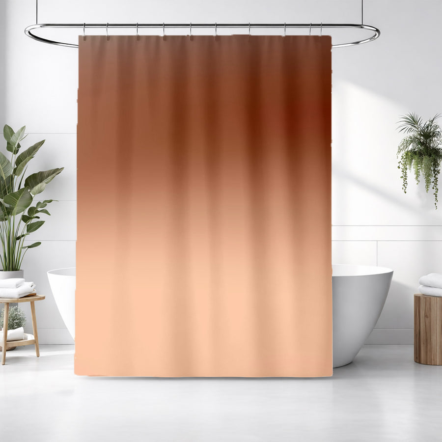 Warm Brown Sunset Gradient Minimalist Design Shower Curtain