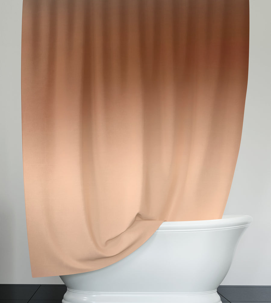 Warm Brown Sunset Gradient Minimalist Design Shower Curtain
