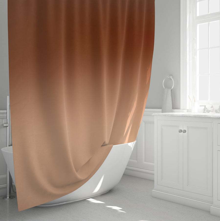 Warm Brown Sunset Gradient Minimalist Design Shower Curtain