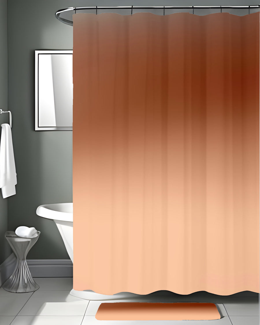 Warm Brown Sunset Gradient Minimalist Design Shower Curtain