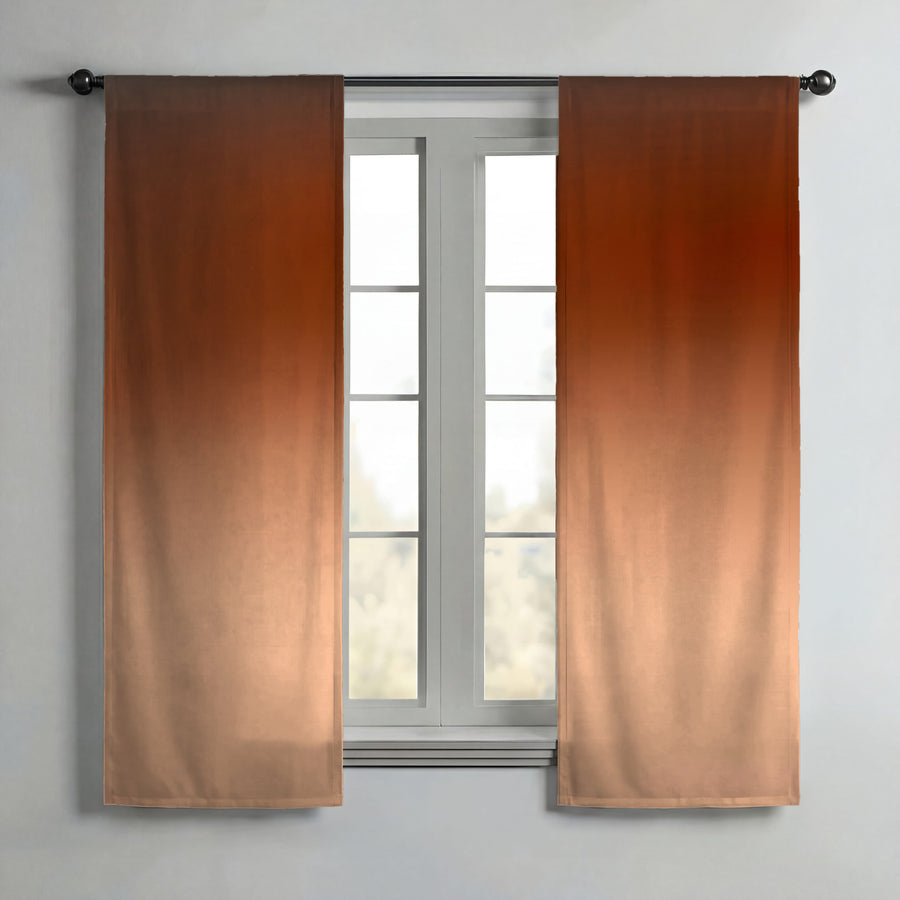 Warm Brown Sunset Gradient Minimalist Design Window Curtains