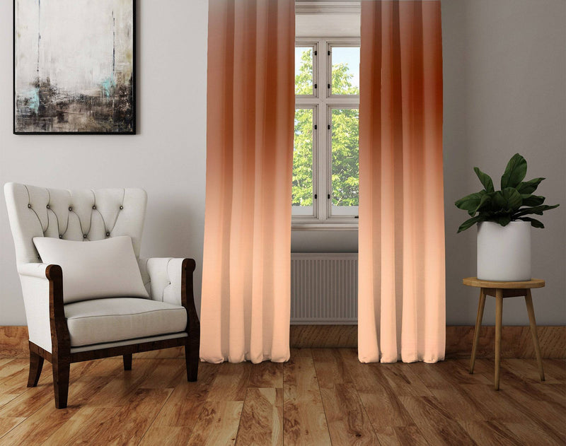 Burnt Autumn Orange Ombre Gradient Window Curtains - Deja Blue Studios