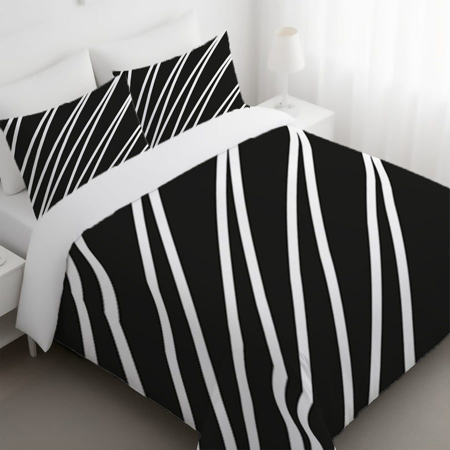 Black and White Diagonal Stripe Pattern Duvet Cover