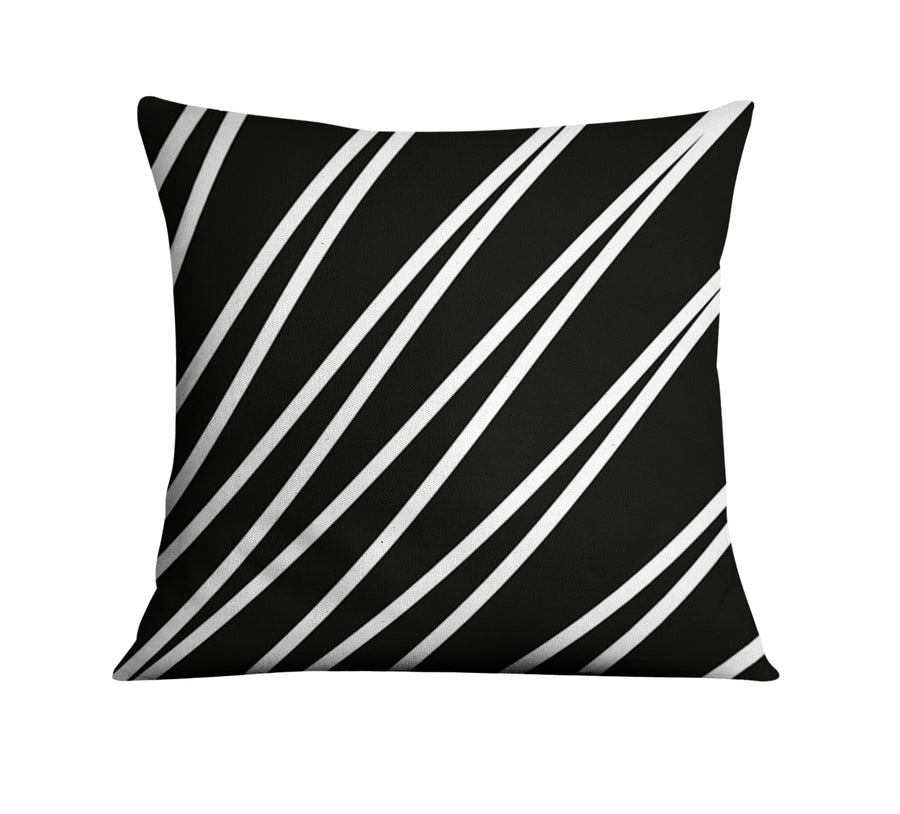 Black and White Diagonal Stripe Pattern Throw Pillow Cover
