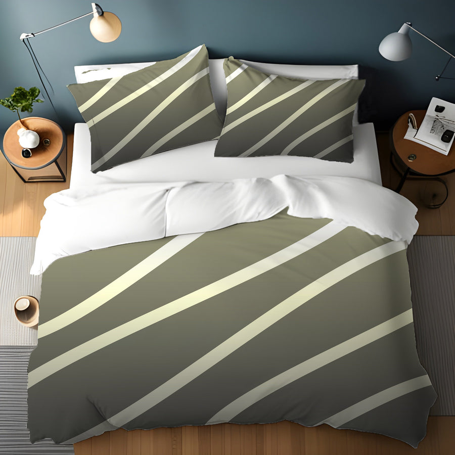 Neutral Wavy Stripe Contemporary Pattern Duvet Cover