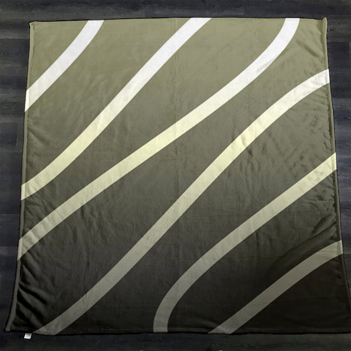 Neutral Wavy Stripe Contemporary Pattern Fleece Sherpa Blanket