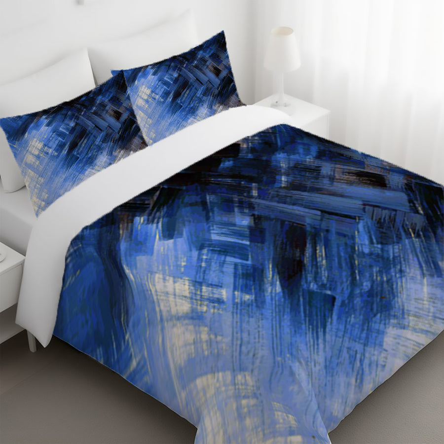 Blue Abstract Brushstroke Motion Pattern Duvet Cover