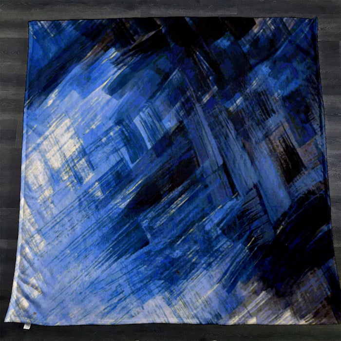 Blue Abstract Brushstroke Motion Pattern Fleece Sherpa Blanket
