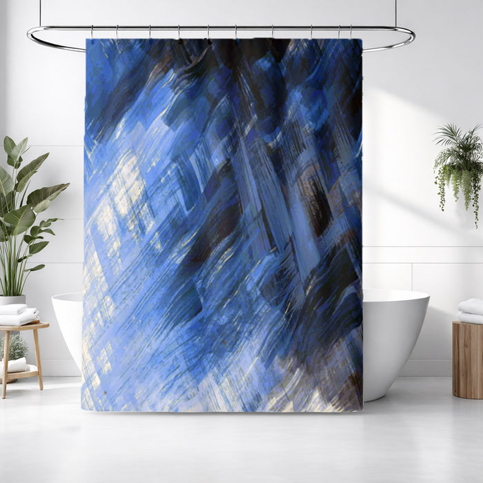Blue Abstract Brushstroke Motion Pattern Shower Curtain