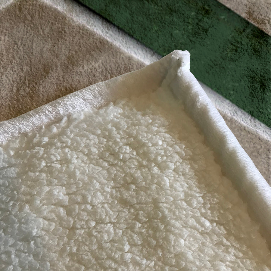 Green and Beige Chevron Geometric Pattern Fleece Sherpa Blanket