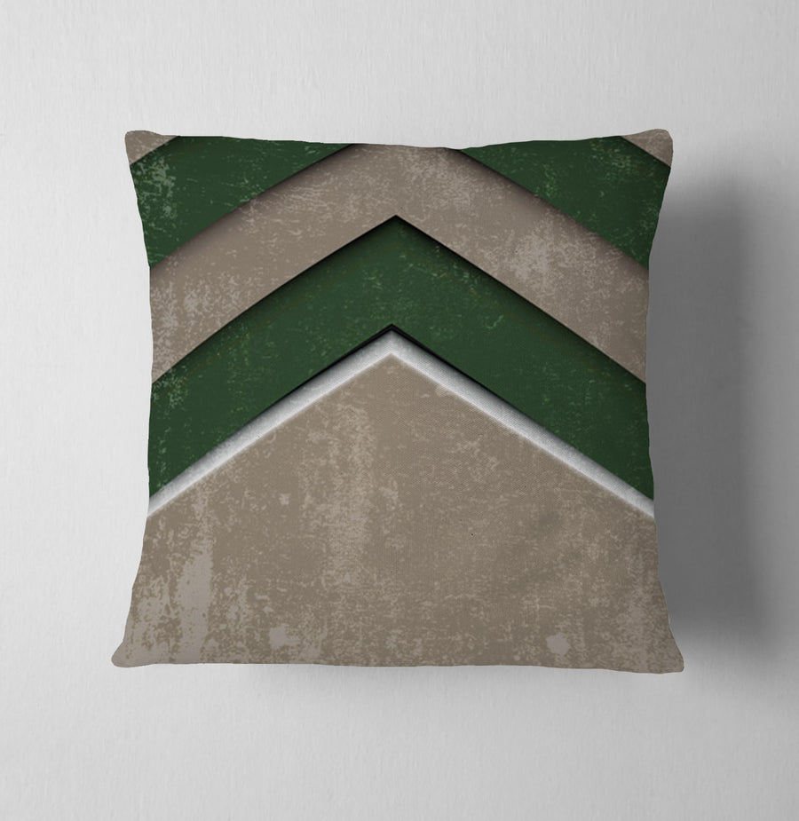 Green and Beige Chevron Geometric Pattern Throw Pillow Cover