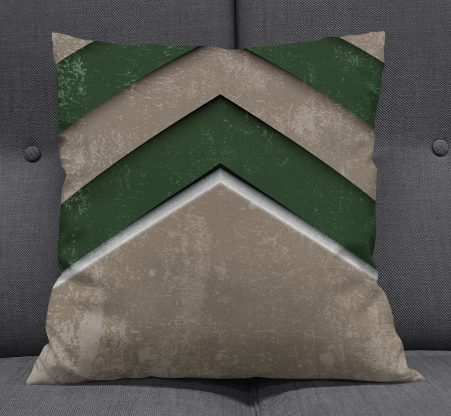 Green and Beige Chevron Geometric Pattern Throw Pillow Cover