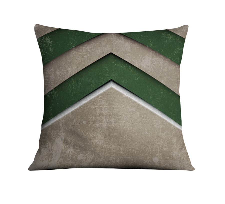 Green and Beige Chevron Geometric Pattern Throw Pillow Cover