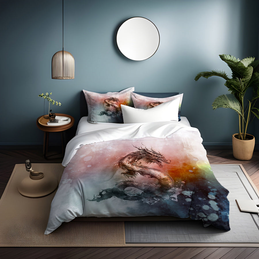 Pink Abstract Dragon Burst Artwork Duvet Cover
