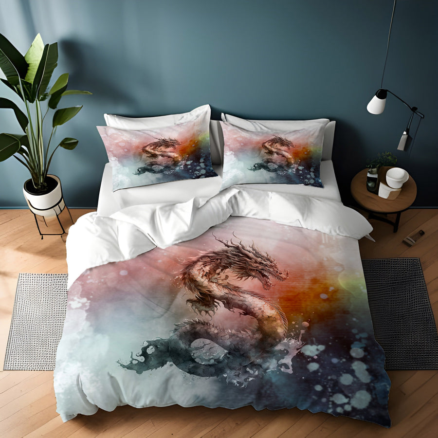 Pink Abstract Dragon Burst Artwork Duvet Cover