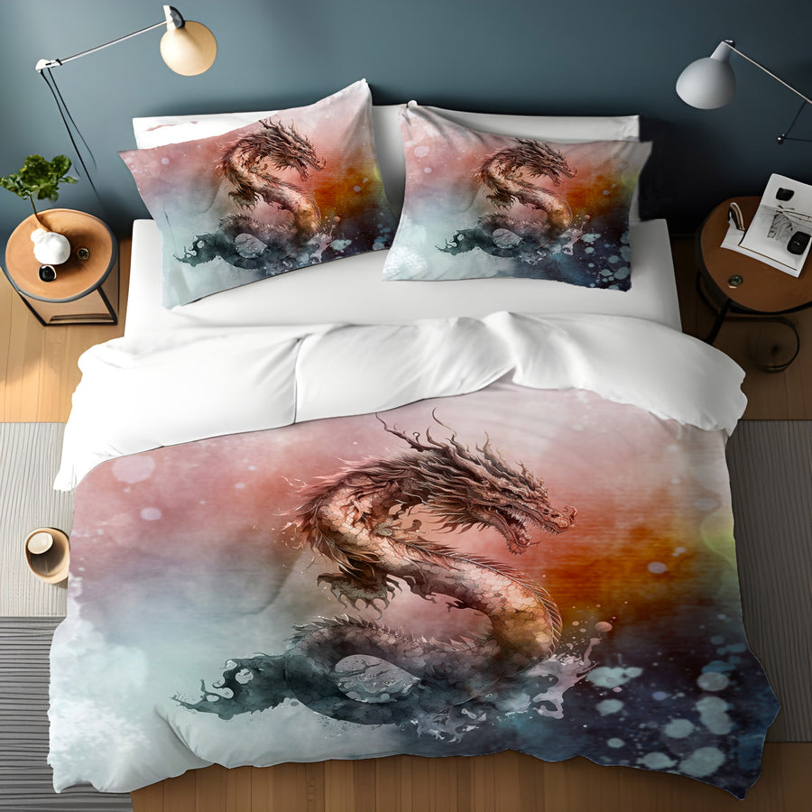 Pink Abstract Dragon Burst Artwork Duvet Cover