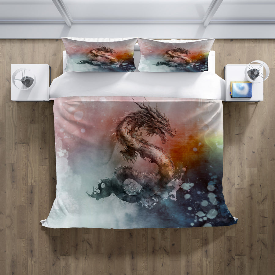 Pink Abstract Dragon Burst Artwork Duvet Cover