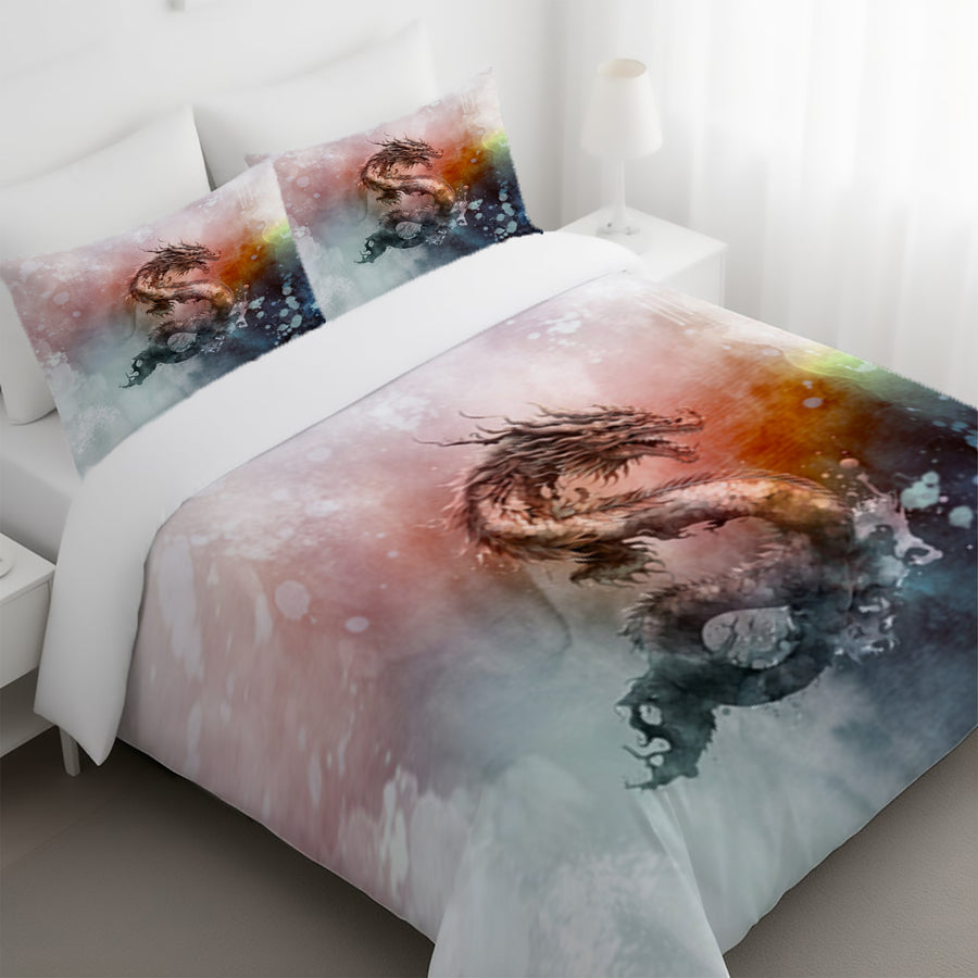 Pink Abstract Dragon Burst Artwork Duvet Cover