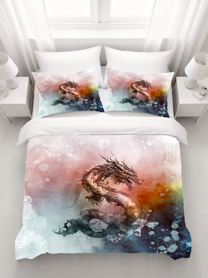 Pink Abstract Dragon Burst Artwork Duvet Cover