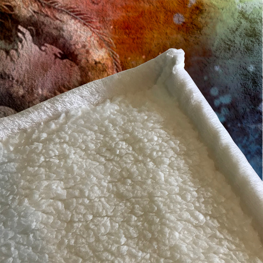 Pink Abstract Dragon Burst Artwork Fleece Sherpa Blanket