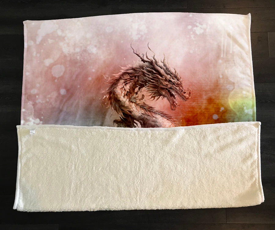 Pink Abstract Dragon Burst Artwork Fleece Sherpa Blanket