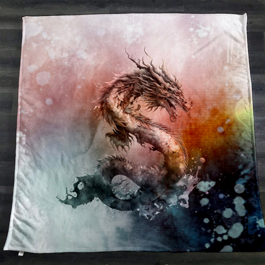 Pink Abstract Dragon Burst Artwork Fleece Sherpa Blanket