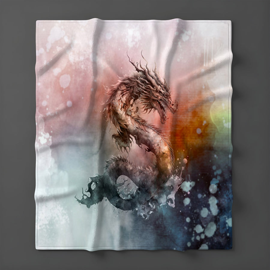 Pink Abstract Dragon Burst Artwork Fleece Sherpa Blanket