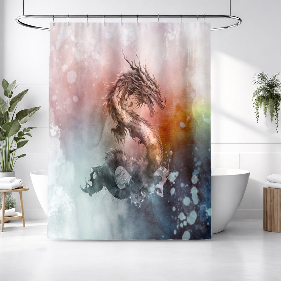 Pink Abstract Dragon Burst Artwork Shower Curtain