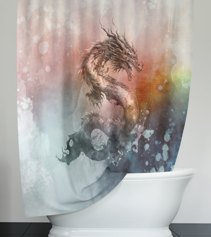 Pink Abstract Dragon Burst Artwork Shower Curtain