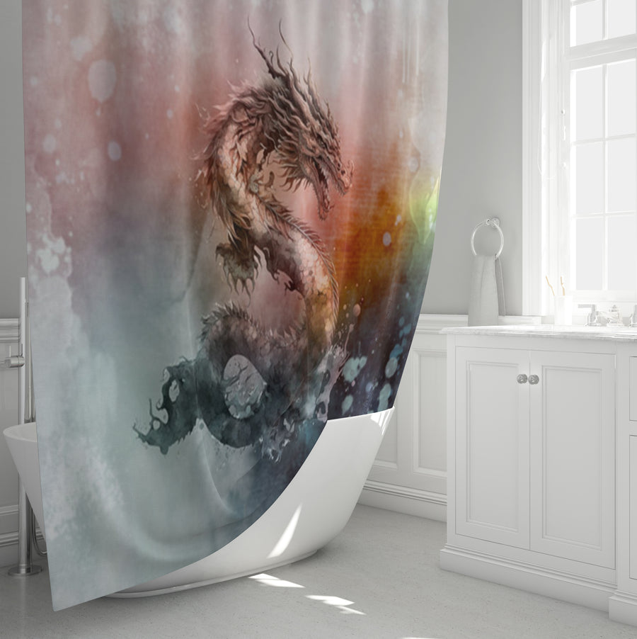 Pink Abstract Dragon Burst Artwork Shower Curtain