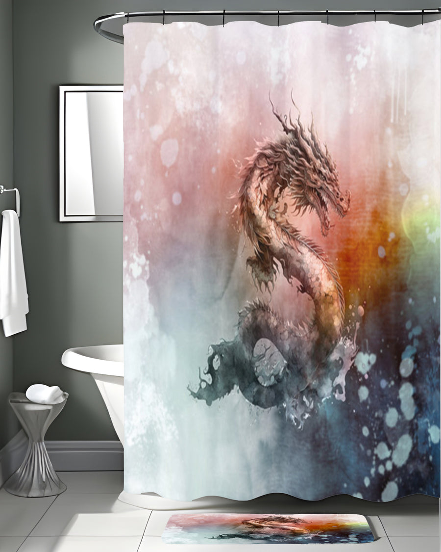 Pink Abstract Dragon Burst Artwork Shower Curtain