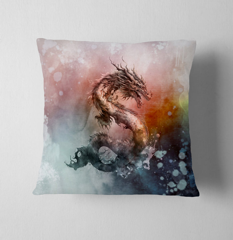 Pink Abstract Dragon Burst Artwork Throw Pillow Cover
