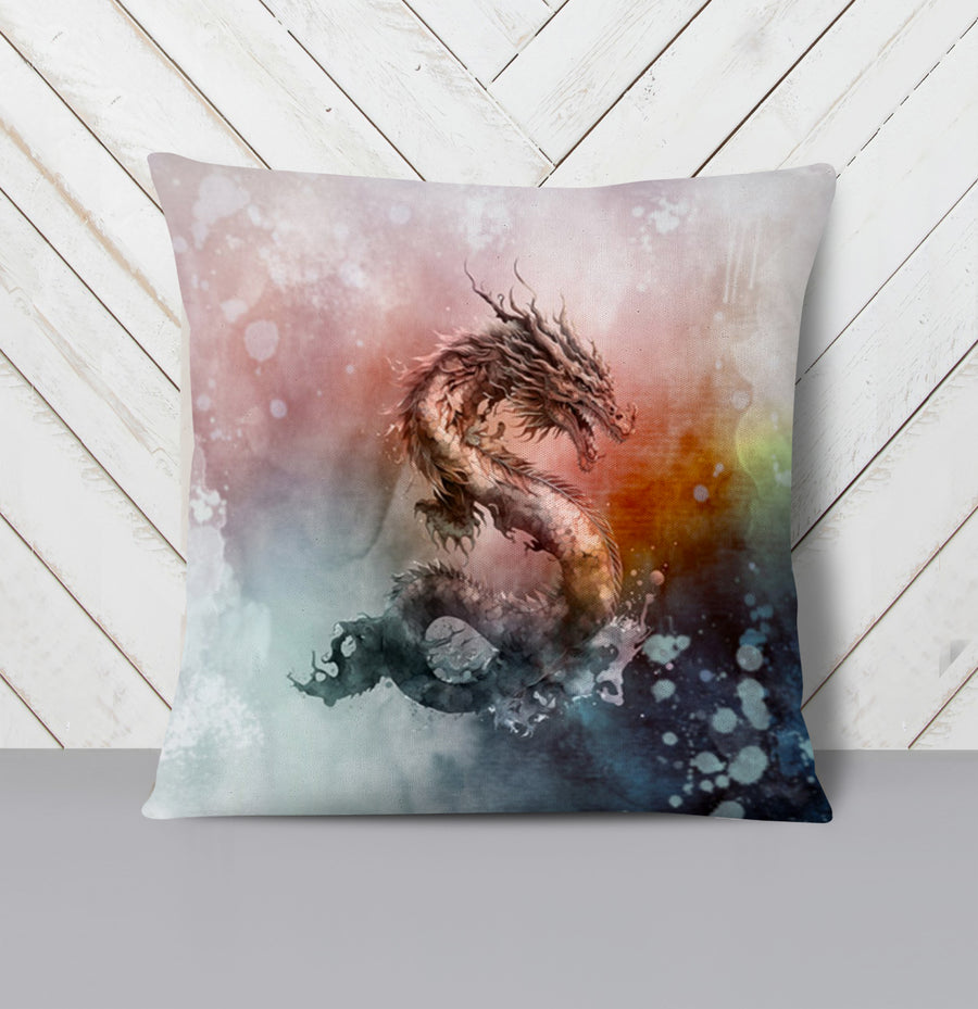 Pink Abstract Dragon Burst Artwork Throw Pillow Cover