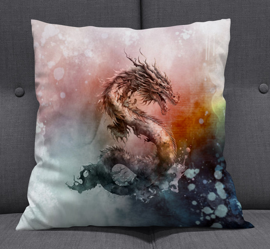 Pink Abstract Dragon Burst Artwork Throw Pillow Cover