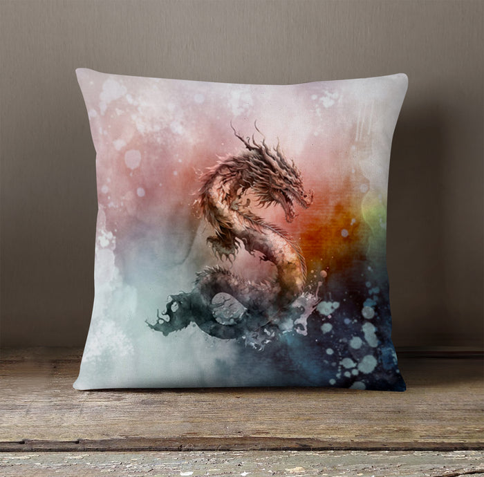 Pink Abstract Dragon Burst Artwork Throw Pillow Cover