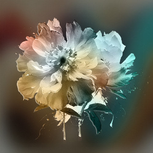 Soft White and Blue Floral Bloom Artwork