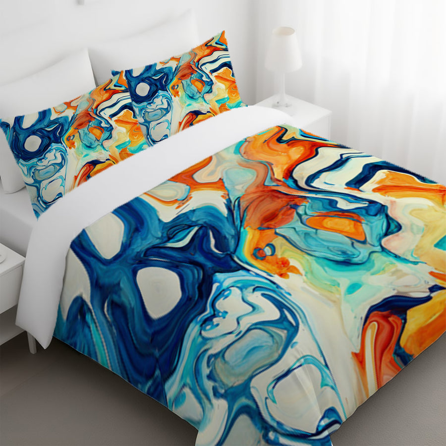 Multicolor Fluid Abstract Paint Swirl Pattern Duvet Cover