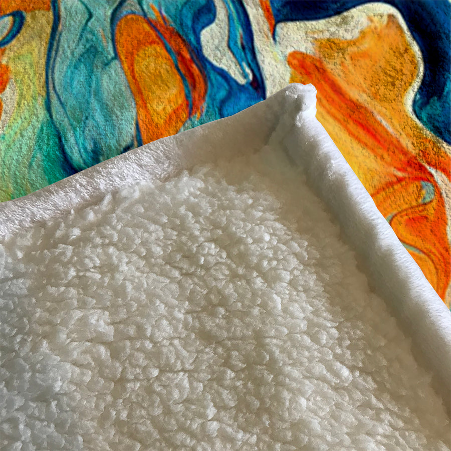 Multicolor Fluid Abstract Paint Swirl Pattern Fleece Sherpa Blanket