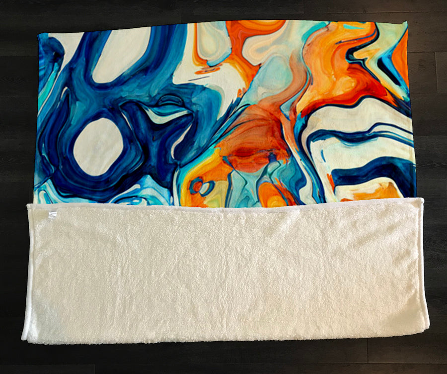 Multicolor Fluid Abstract Paint Swirl Pattern Fleece Sherpa Blanket