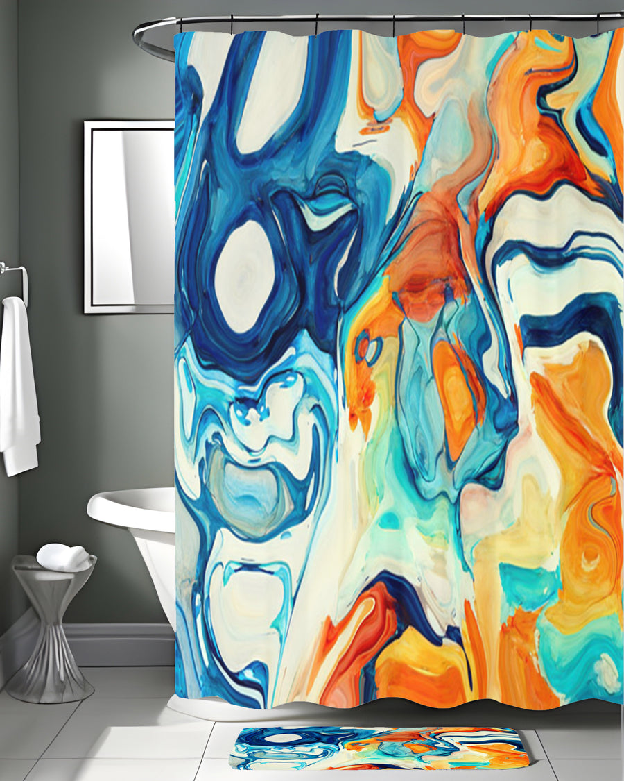 Multicolor Fluid Abstract Paint Swirl Pattern Shower Curtain