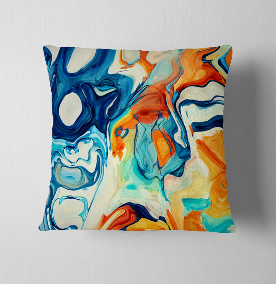 Multicolor Fluid Abstract Paint Swirl Pattern Throw Pillow Cover