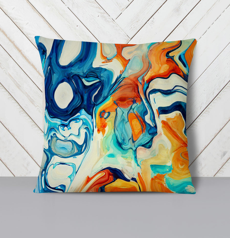 Multicolor Fluid Abstract Paint Swirl Pattern Throw Pillow Cover